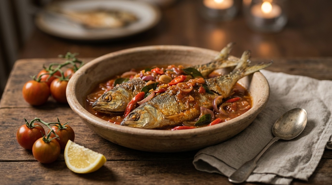 Ikan Bandeng Tomat (gebakken Makreel in een Tomatensausje)