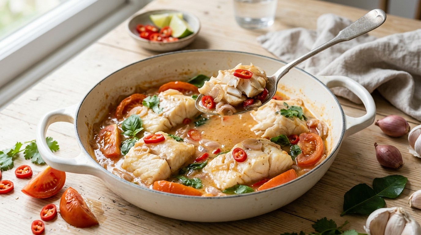 Ikan Djeruk Tomat (kabeljauw met Tomaat) recept Ikan Djeruk Tomat (kabeljauw met Tomaat) recept