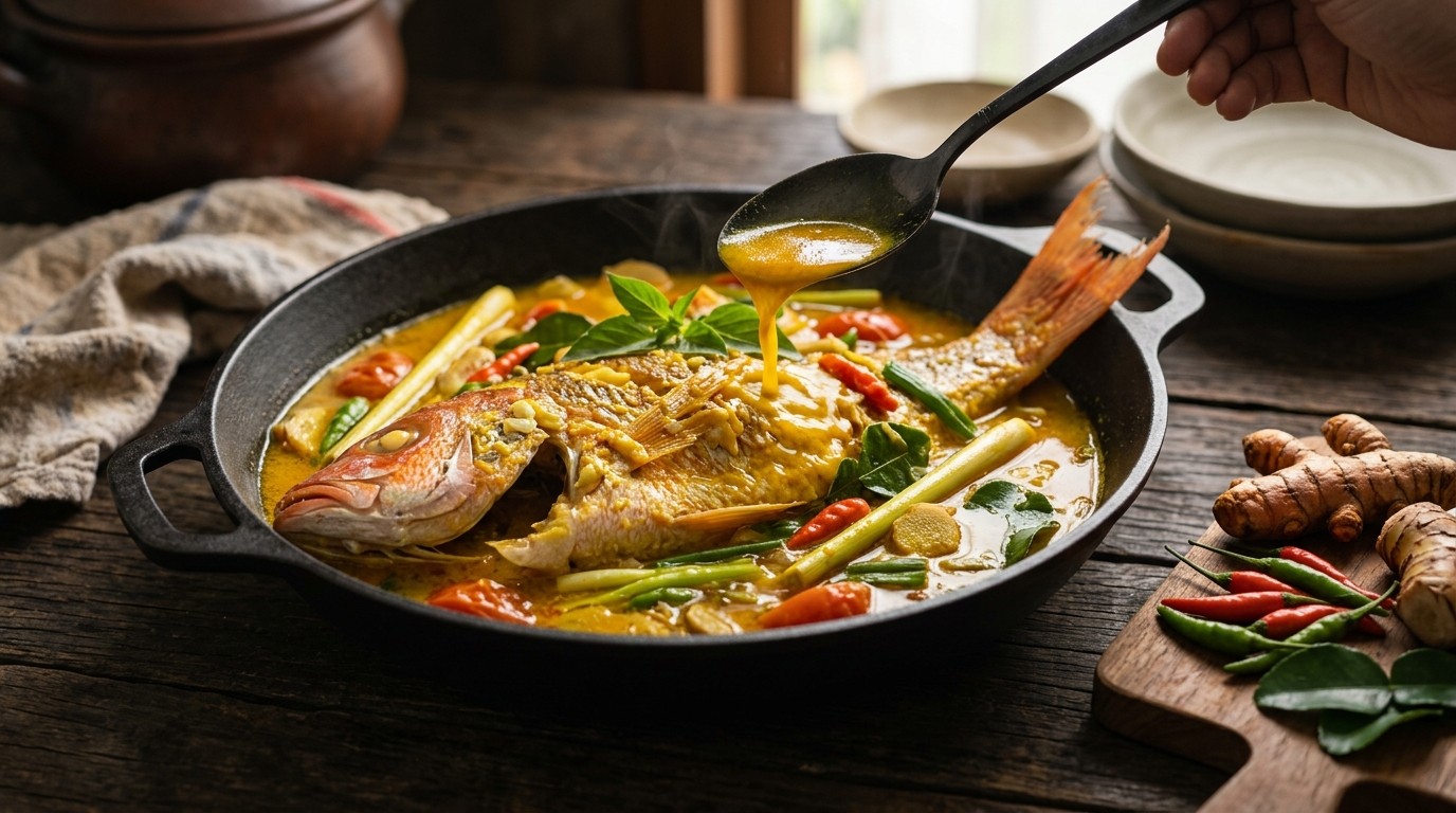 Ikan Hahiru (gestoofde, Zeer Hete red Snapper) recept Ikan Hahiru (gestoofde, Zeer Hete red Snapper) recept