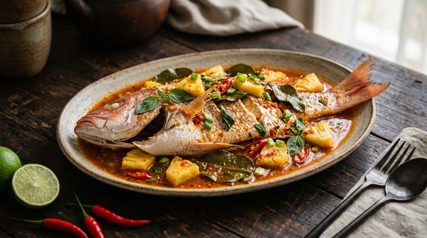 Ikan Kakap Merah Dikukus Dalam Asam Pedas (red Snapper in Zure Saus)