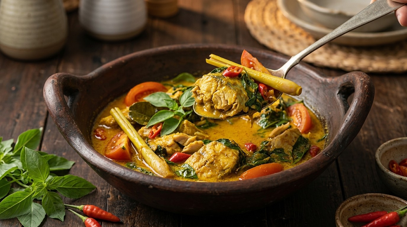 Ikan Kambing Boemboe Kemangi (Makreel met Kruidige Kokosmelk)