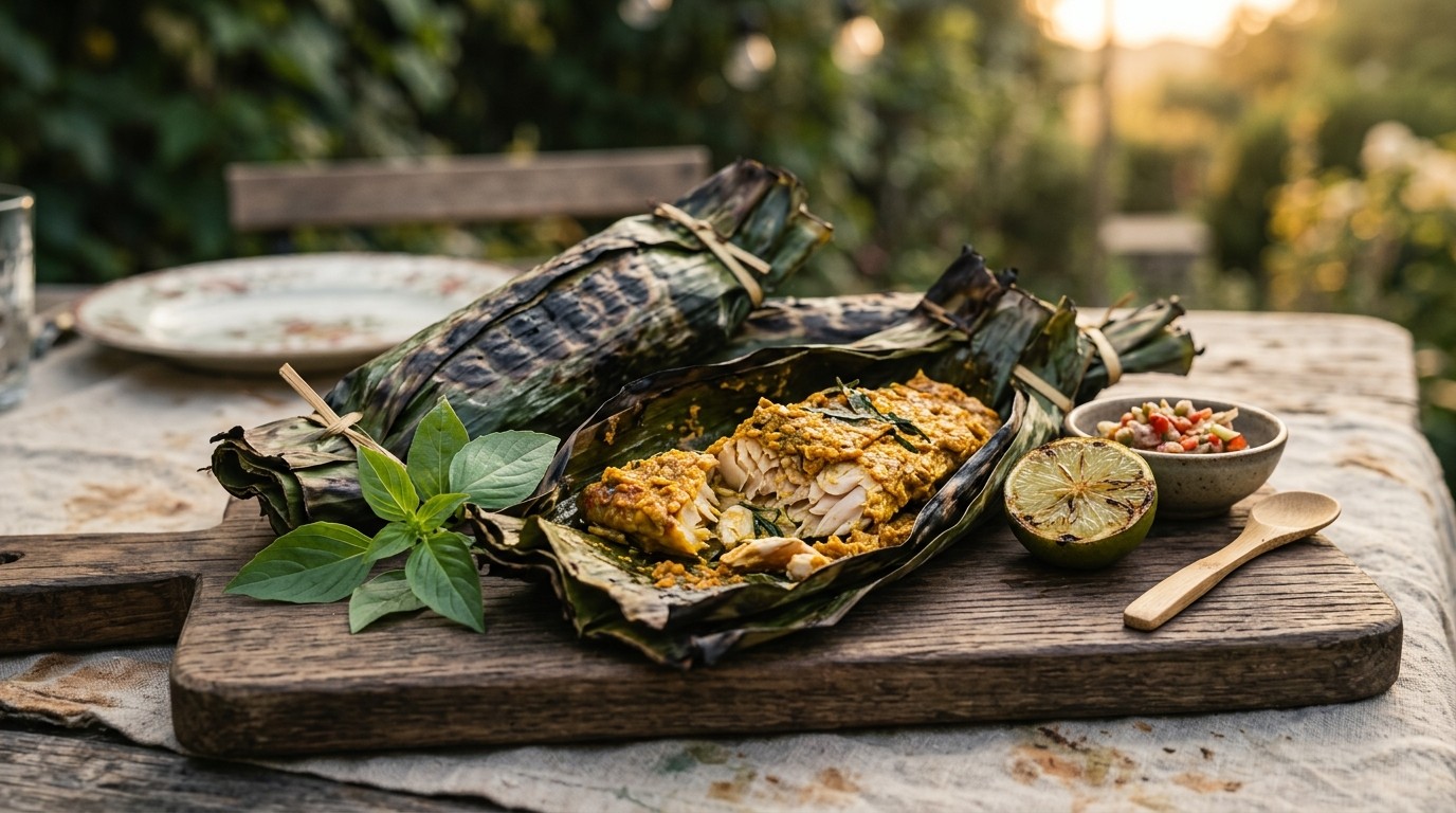 Ikan Melilit (gekruide Vispakketjes van de Barbecue)