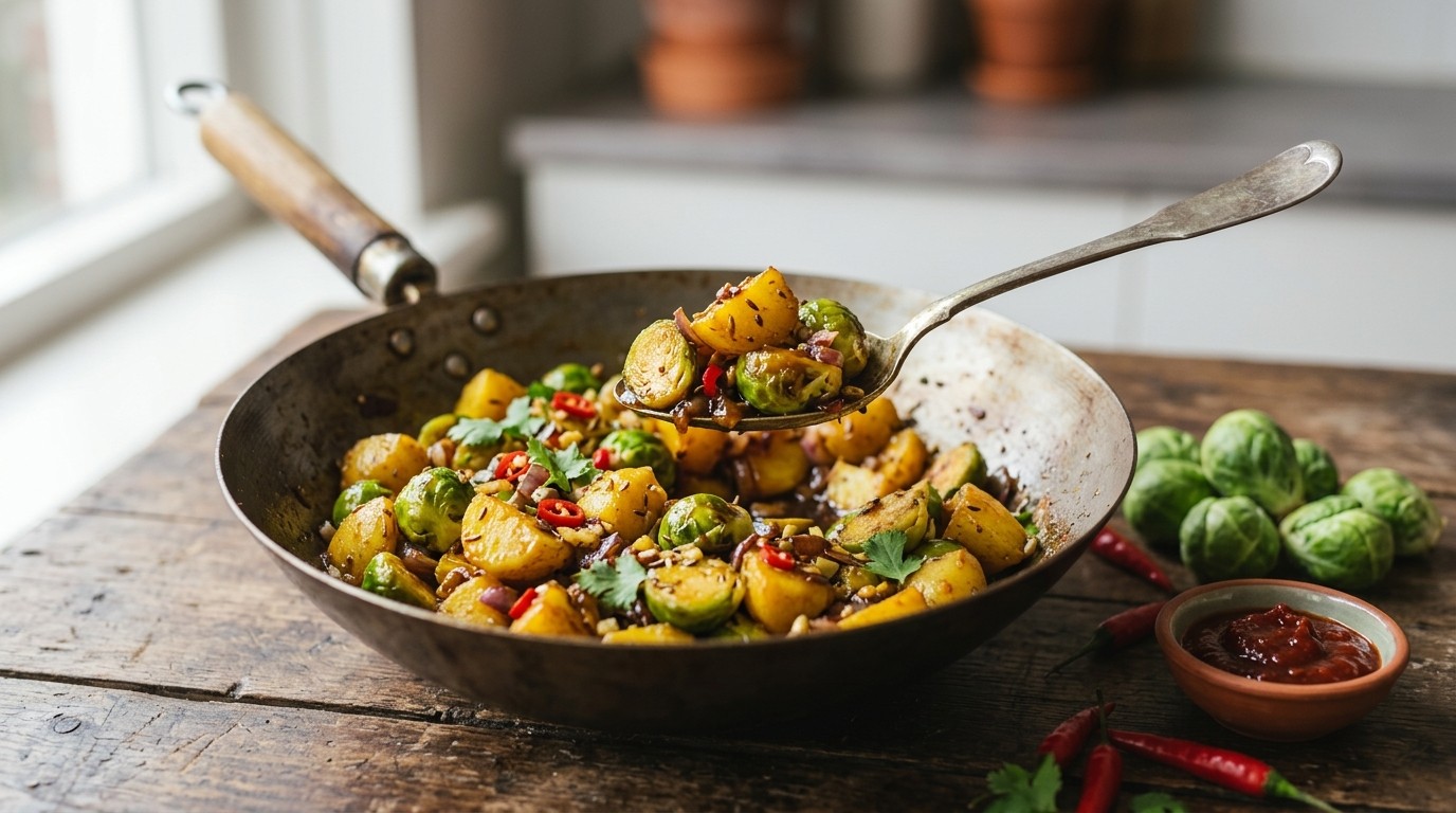 Indische Aardappels met Spruitjes