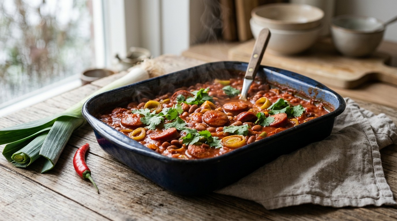 Indische Bonenschotel met Rookworst recept Indische Bonenschotel met Rookworst recept