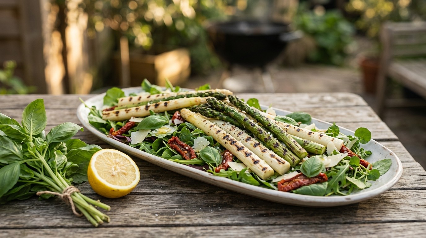 Italiaanse Barbecuesalade met Witte en Groene Asperges