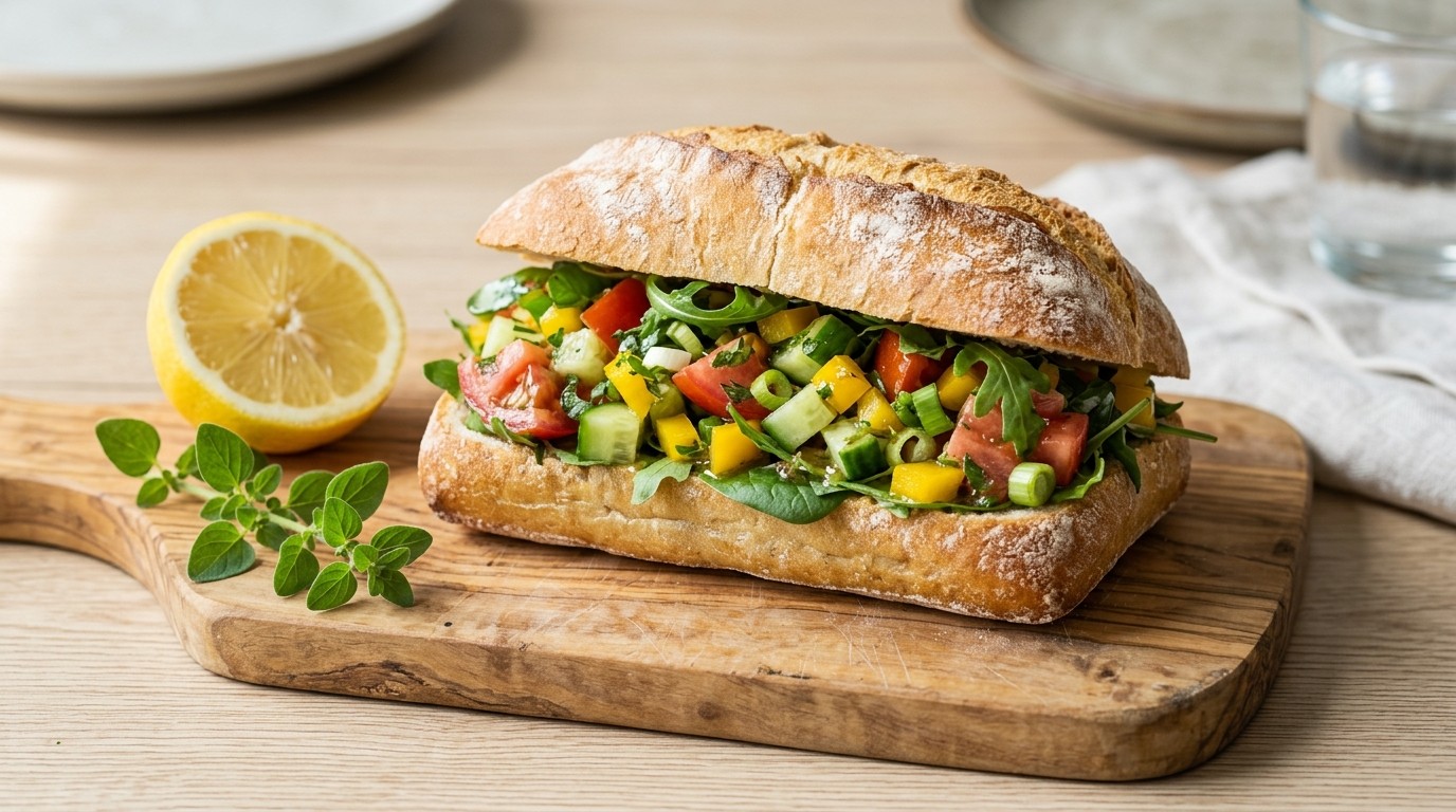 Italiaanse bol met Frisse Salade recept Italiaanse bol met Frisse Salade recept