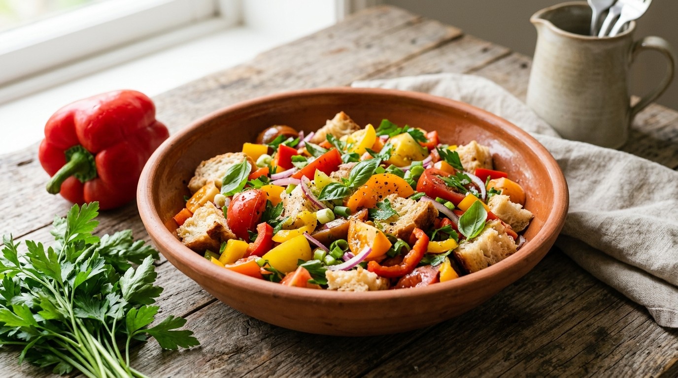 Italiaanse Broodsalade met Paprika recept Italiaanse Broodsalade met Paprika recept