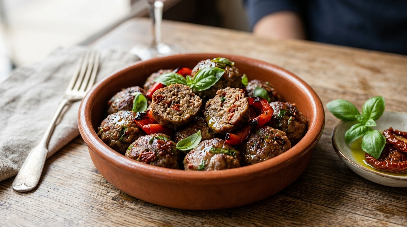 Italiaanse Gehaktballetjes met Gegrilde Paprika