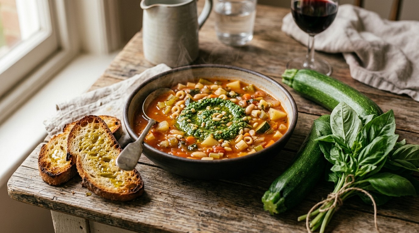 Italiaanse Minestronesoep en Crostini en Pesto recept Italiaanse Minestronesoep en Crostini en Pesto recept