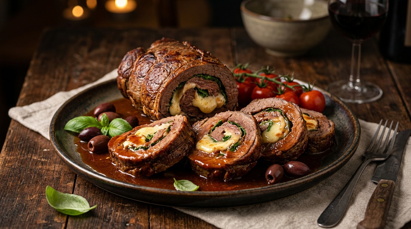 Italiaanse Runderrollade met Tomatenjus recept Italiaanse Runderrollade met Tomatenjus recept