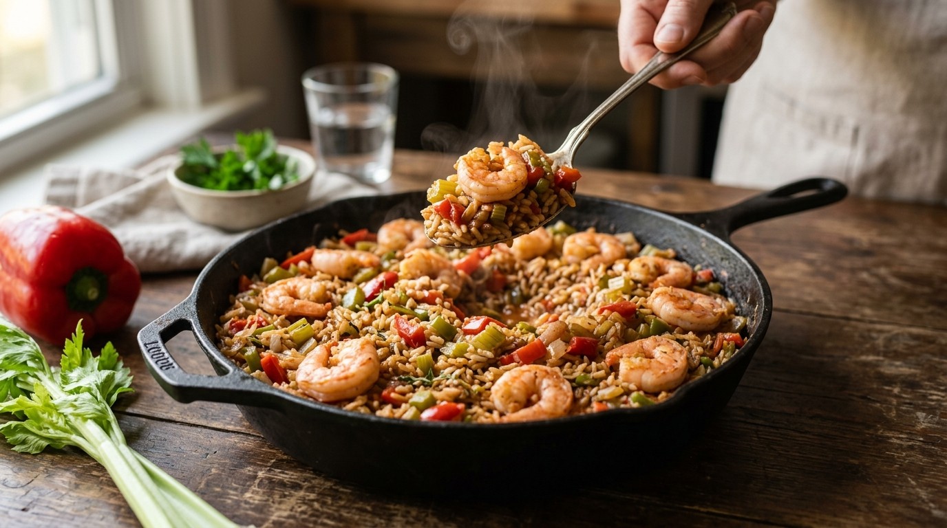 Jambalaya met Garnalen