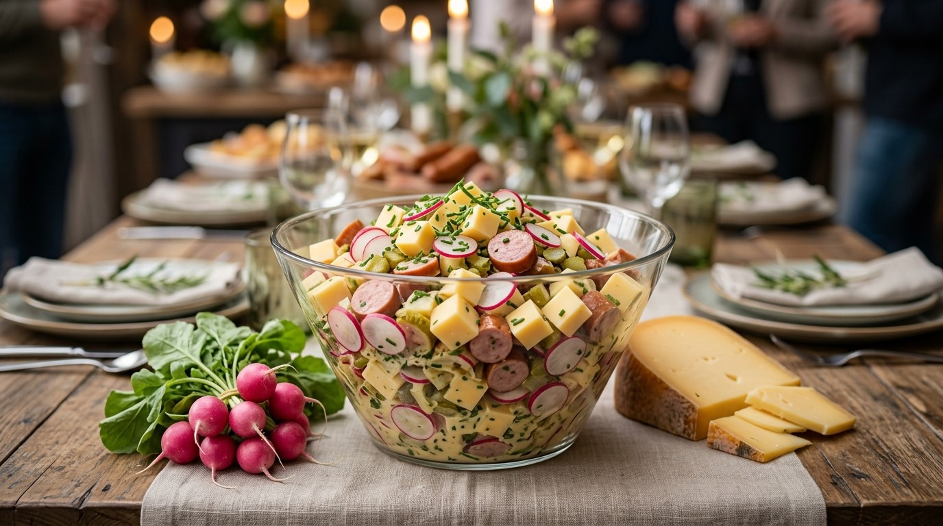 Kaas-worstsalade met Radijsjes Voor Buffet