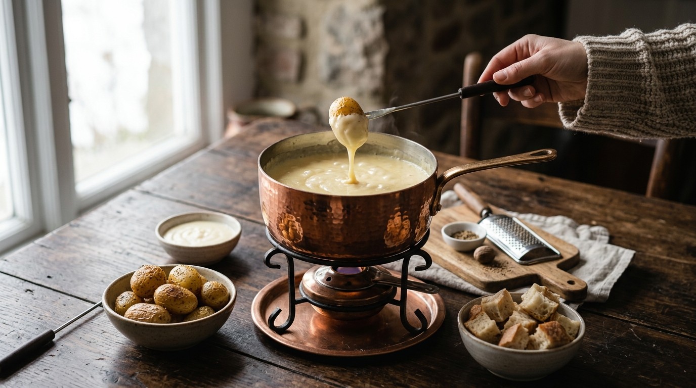 Kaasfondue van Slagroom en Witte Wijn