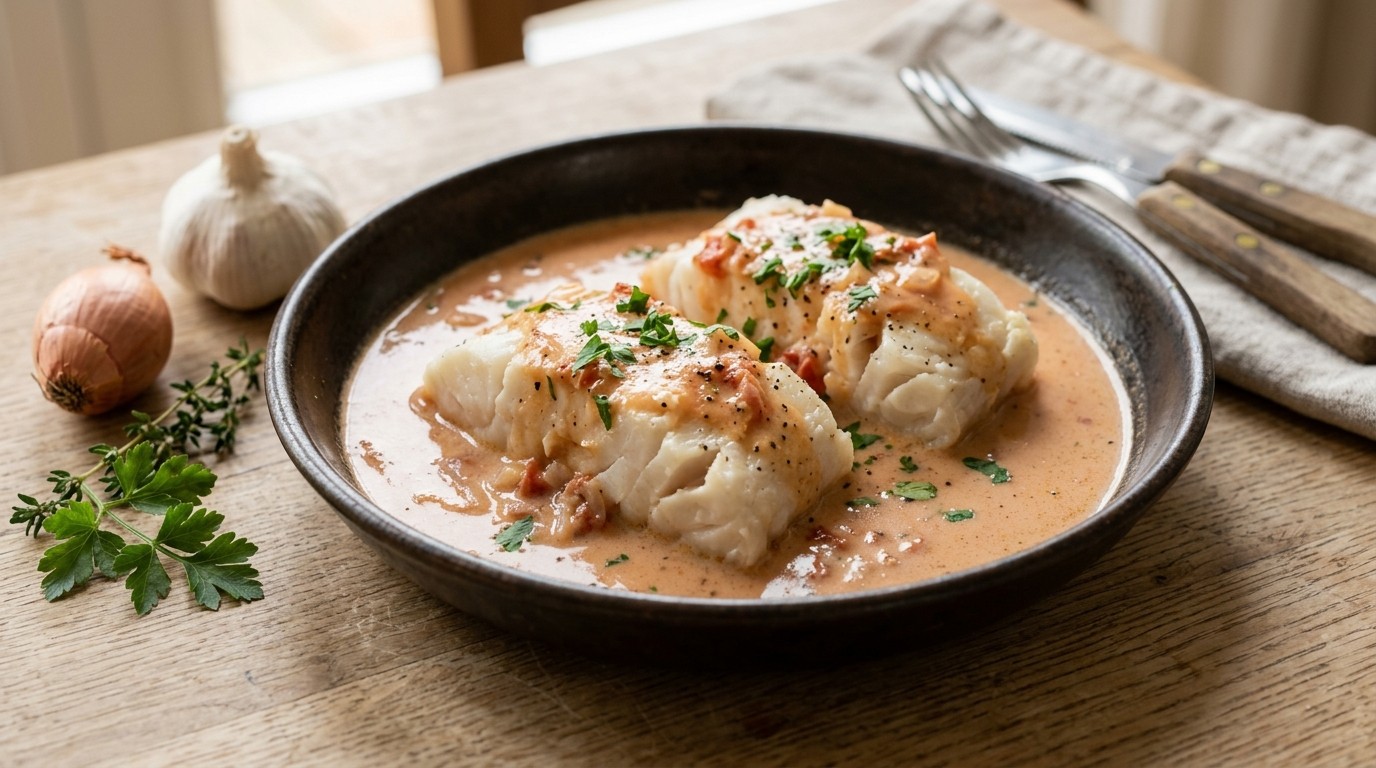 Kabeljauw in een Zachte Tomatensaus recept Kabeljauw in een Zachte Tomatensaus recept