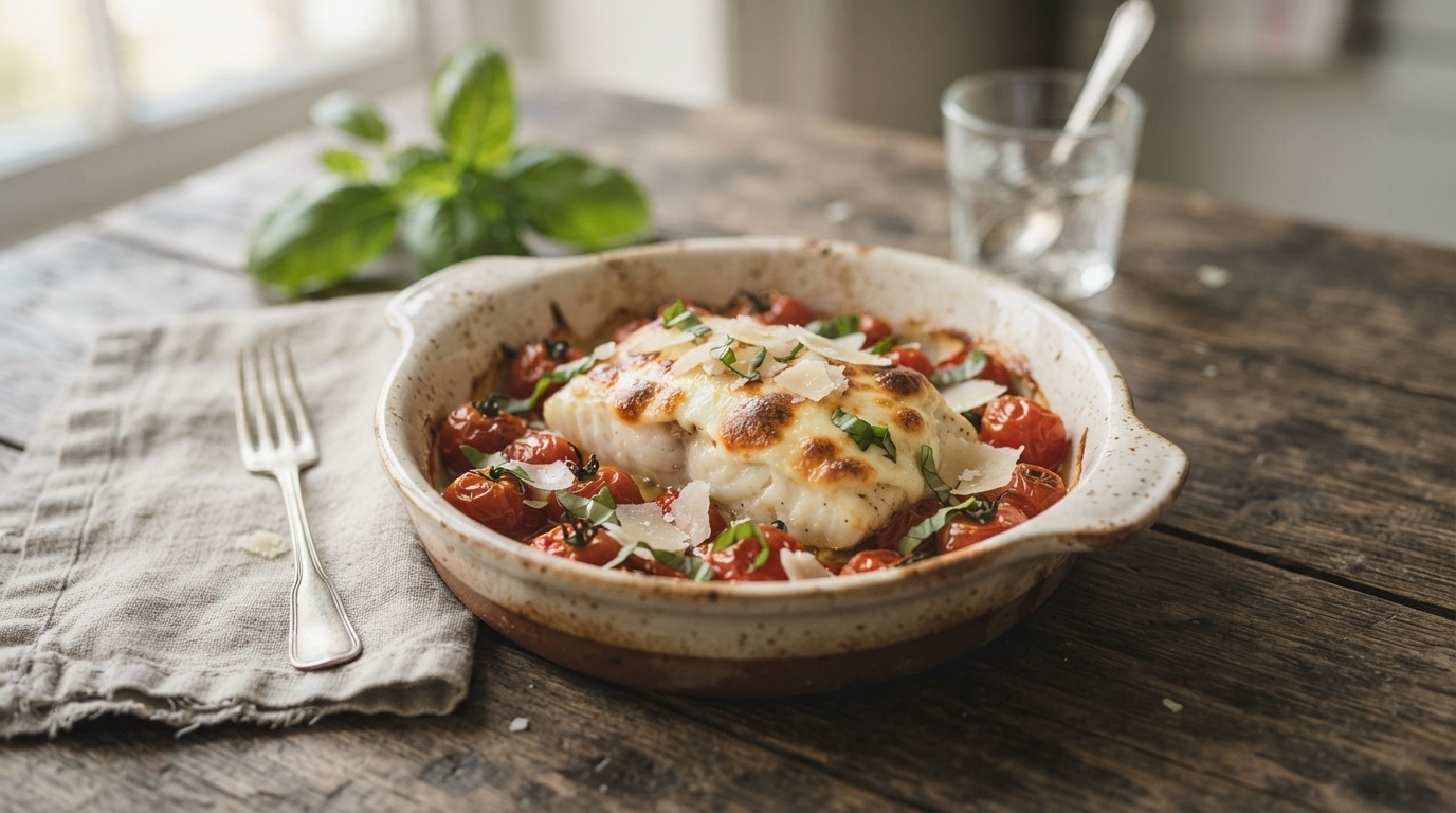 Kabeljauw met Mozzerella en Kerstomaatjes