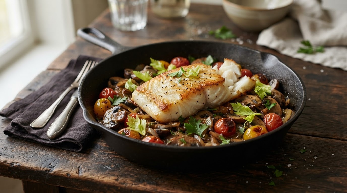 Kabeljauwfilet met Champignons recept Kabeljauwfilet met Champignons recept