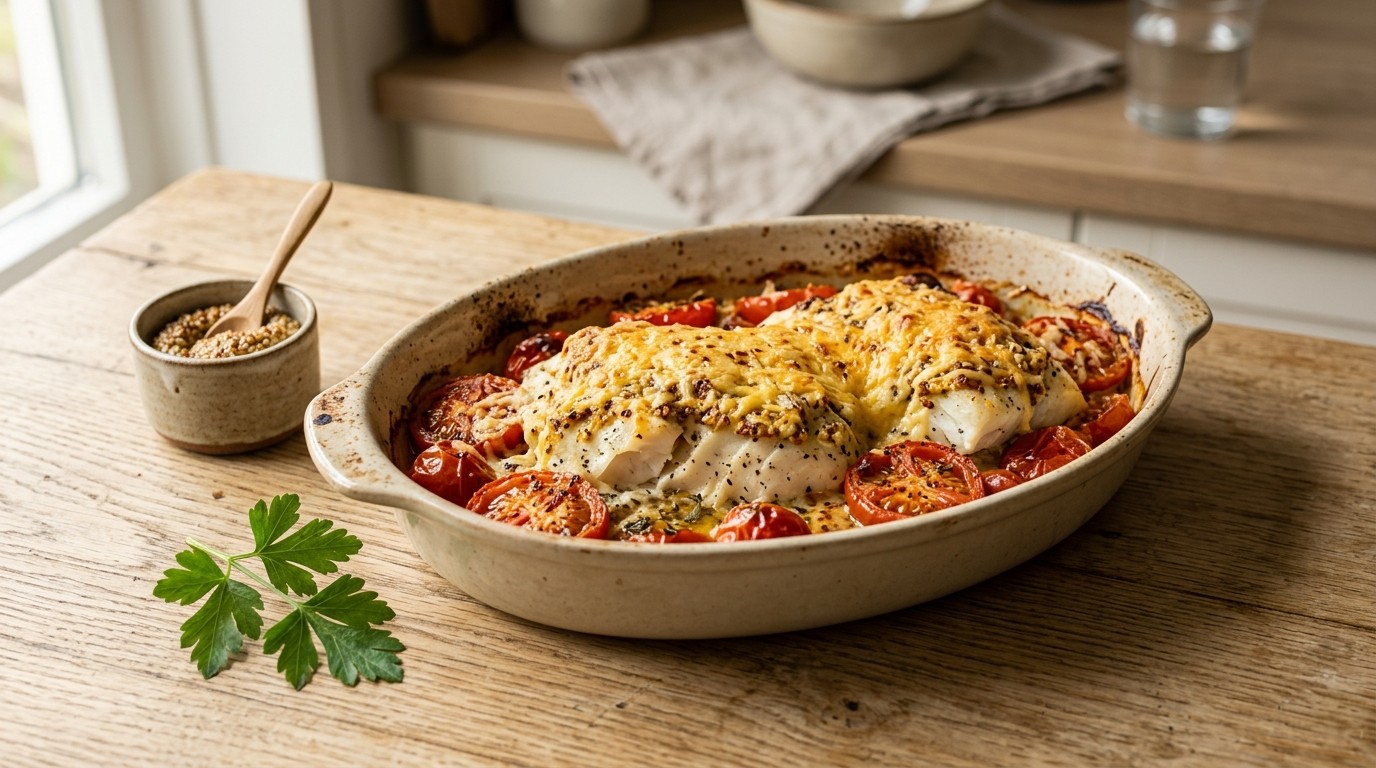 Kabeljauwfilet met Cheddar en Tomaten