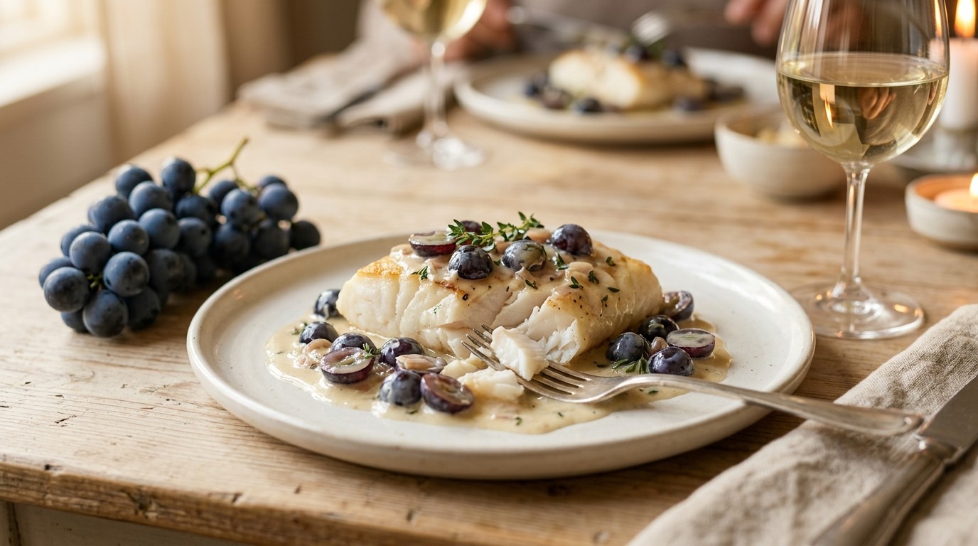 Kabeljauwfilet met Druivensaus