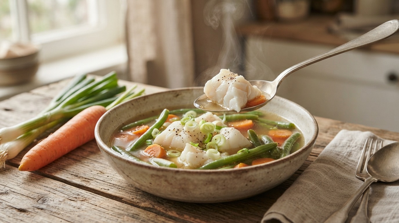 Kabeljauwsoep met Haricots Verts recept Kabeljauwsoep met Haricots Verts recept