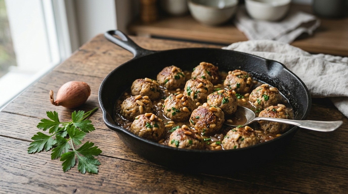 Kalfsgehaktballen met Pijnboompitten