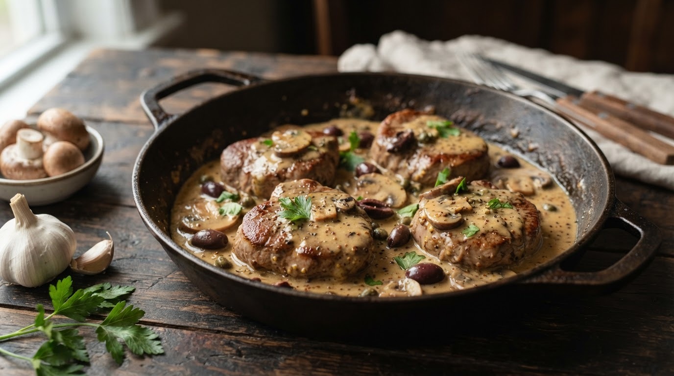 Kalfslapjes met Mosterdsaus
