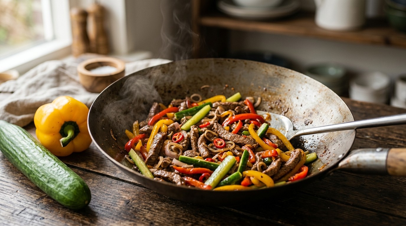 Kalfsvlees met Komkommer en Paprika