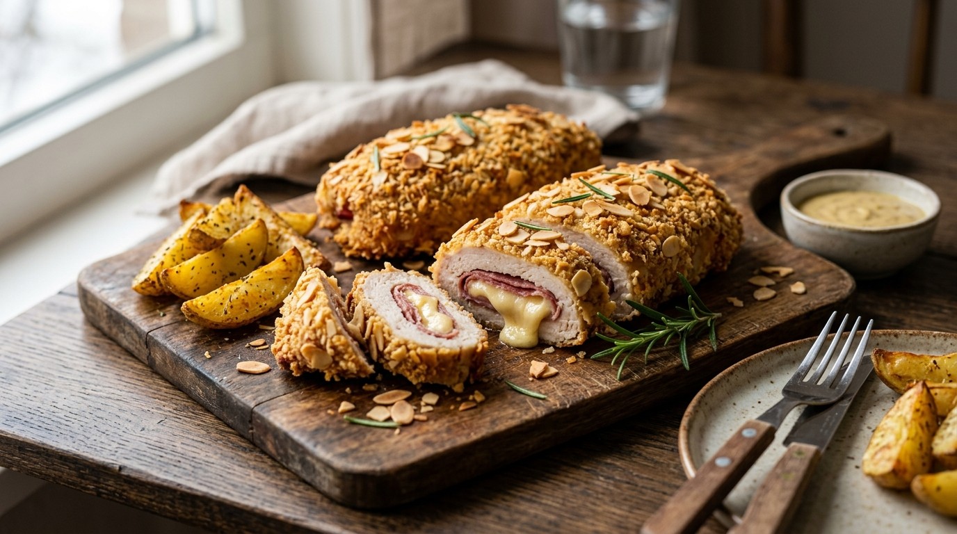 Kalkoen Cordon-bleu met Amandelkorstje