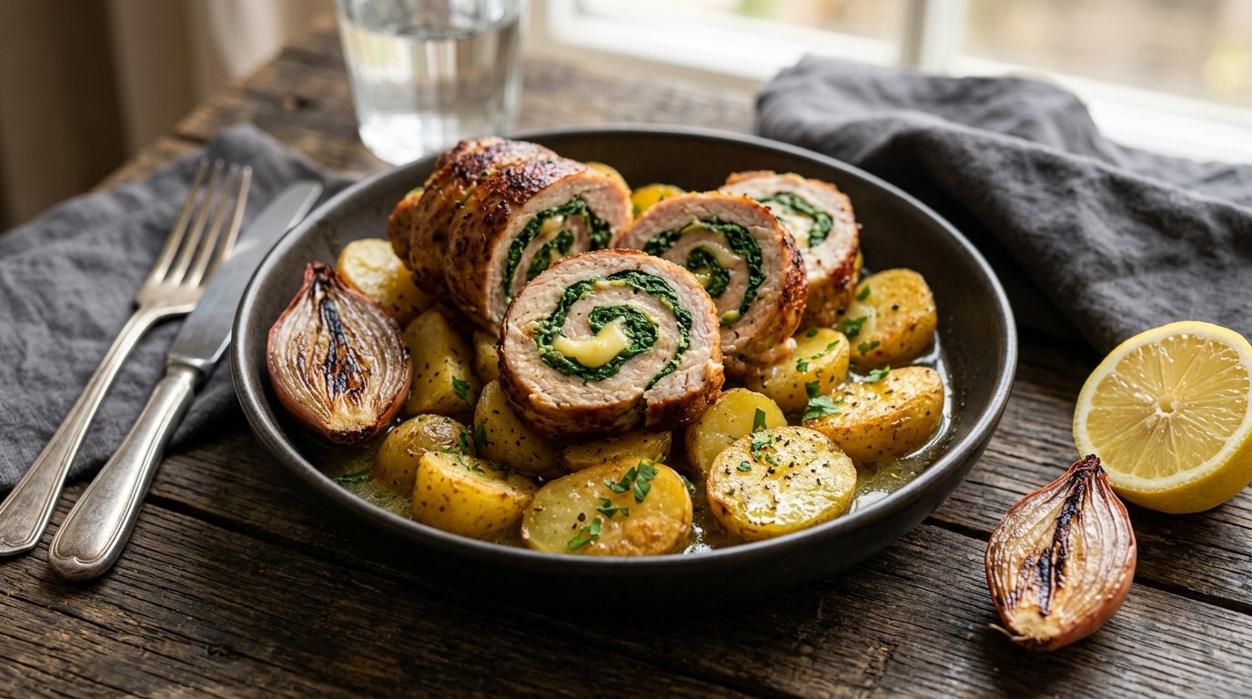 Kalkoenrollade met Spinazie