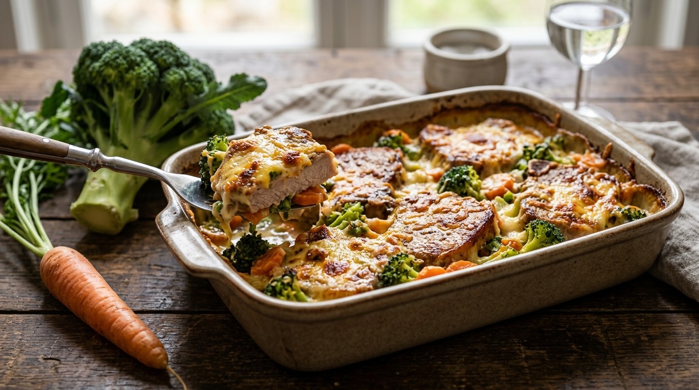 Karbonadegratin met Broccoli en Kaassaus