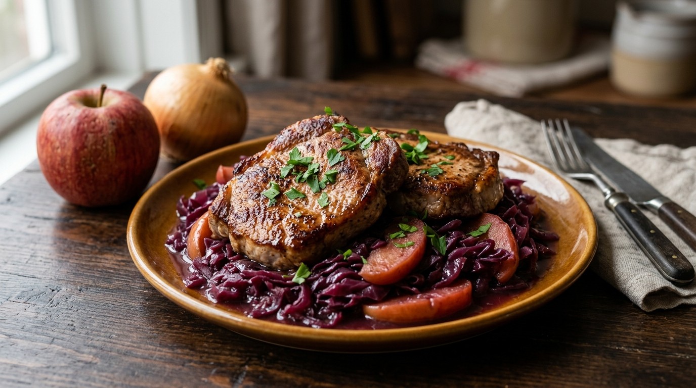 Karbonades met Rode Kool en Appeltjes