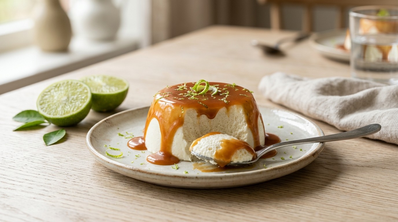 Karnemelkmousse met Karamelsaus