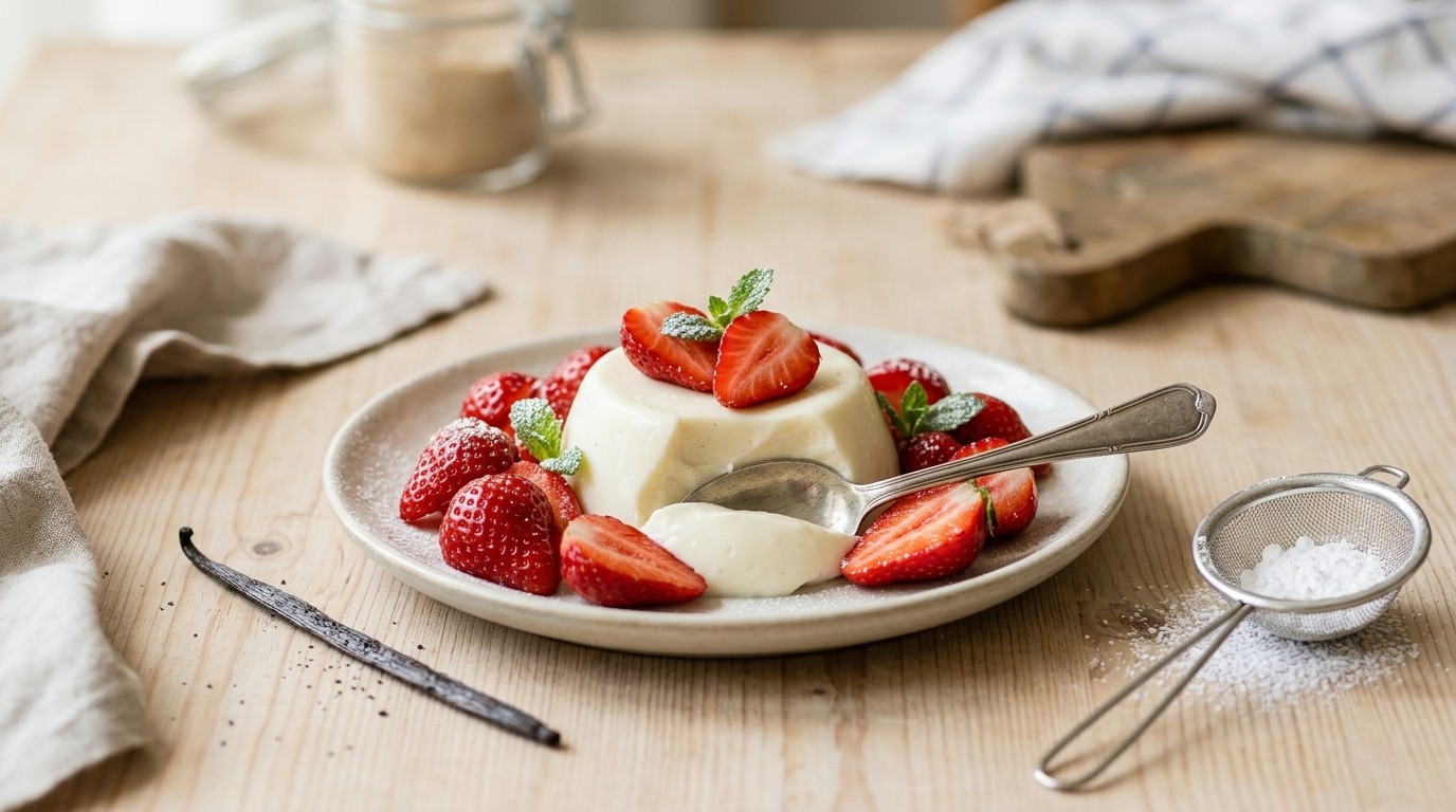 Karnemelkpuddinkje met Hollandse Aardbeien