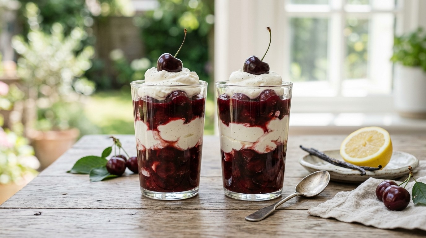 Kersendessert met Slagroomyoghurt