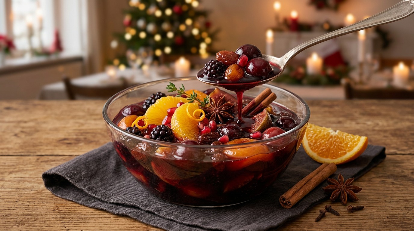Kerstvruchtencocktail met Portsaus recept Kerstvruchtencocktail met Portsaus recept