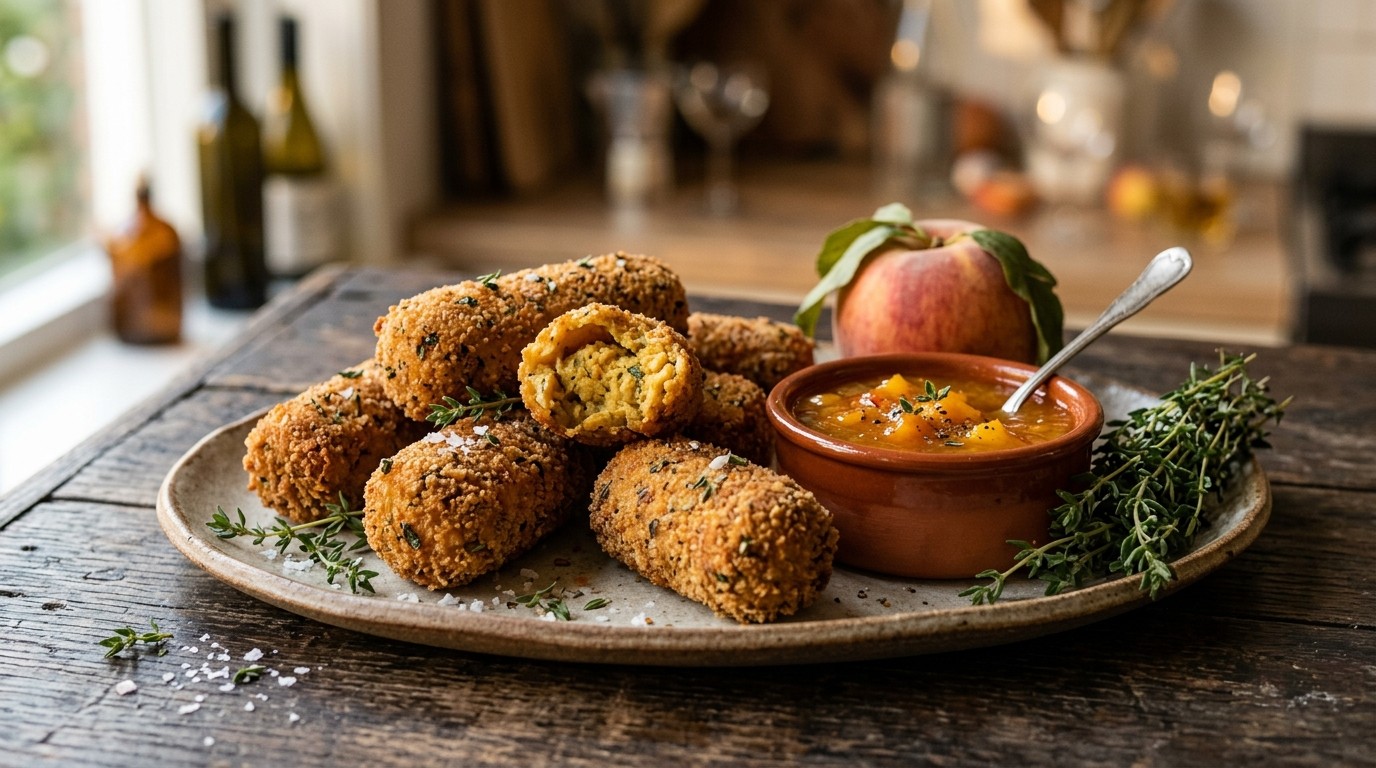 Kikkererwten-rolletjes met Perzikdip
