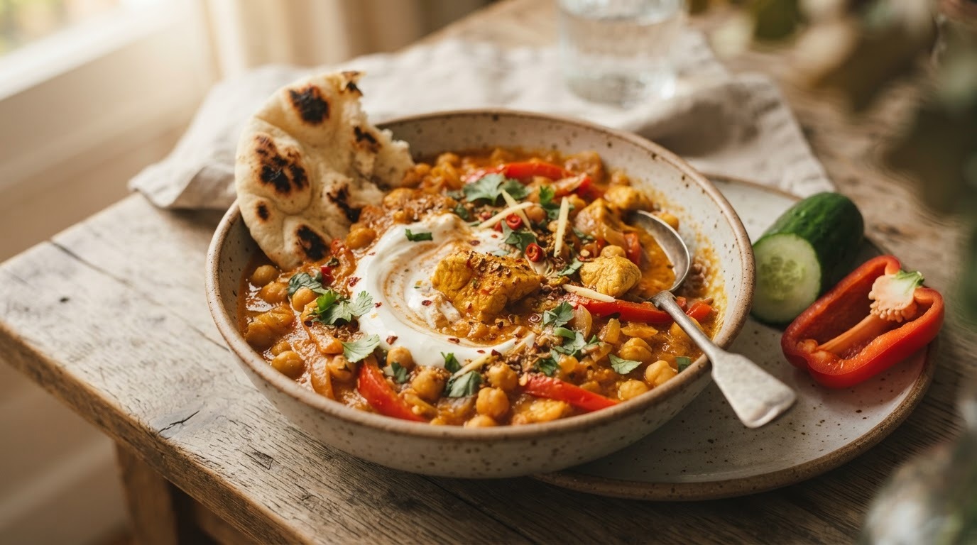 Kikkererwtencurry met kip