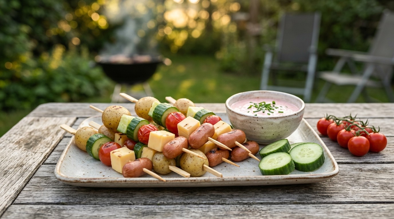 Kindersaladespiesen bij de Barbecue recept Kindersaladespiesen bij de Barbecue recept