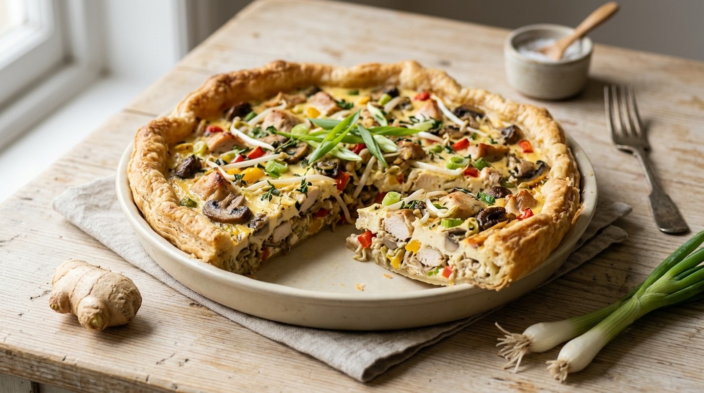 Kip-champignon-taugé-taart