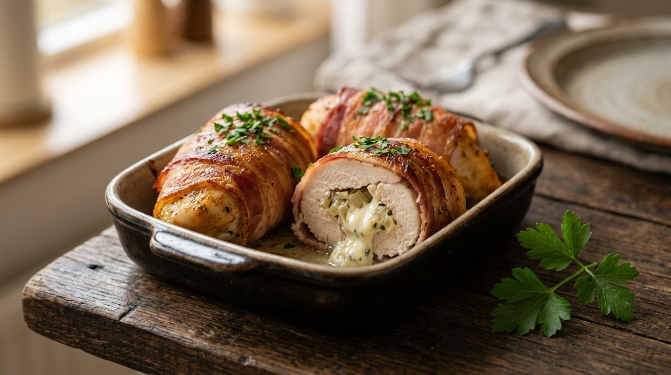 Kip Gevuld met Roomkaas en Omwikkeld met Bacon