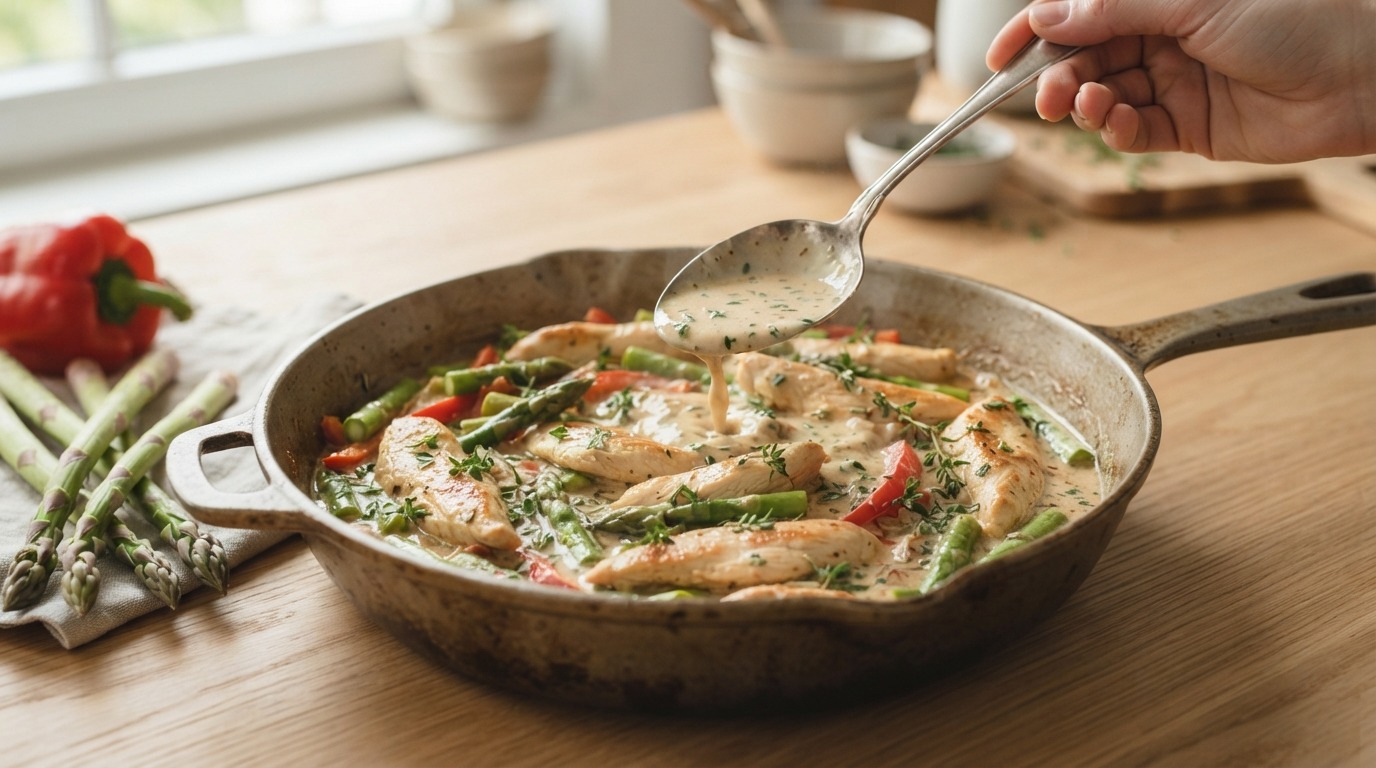 Kip met Asperges en Paprika
