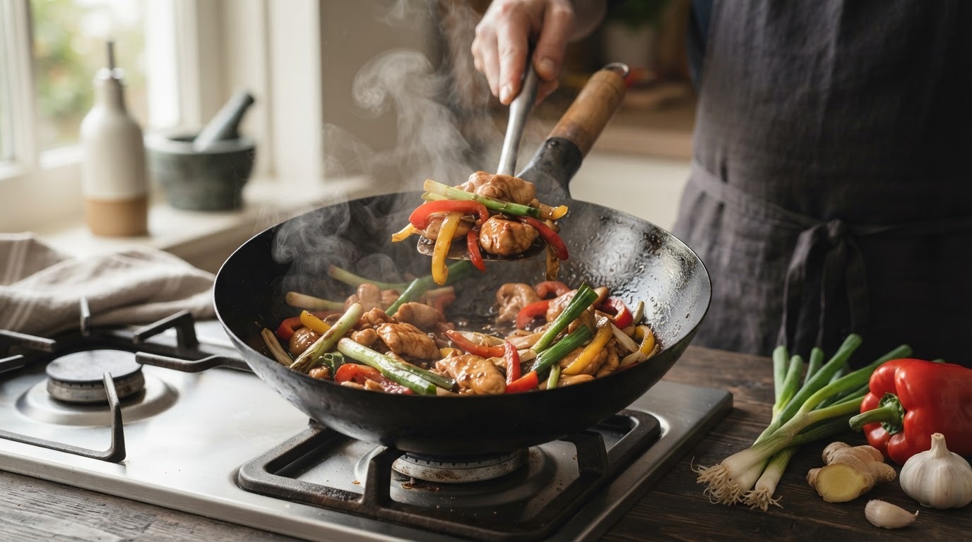 Kip met Bosuitjes en Paprika