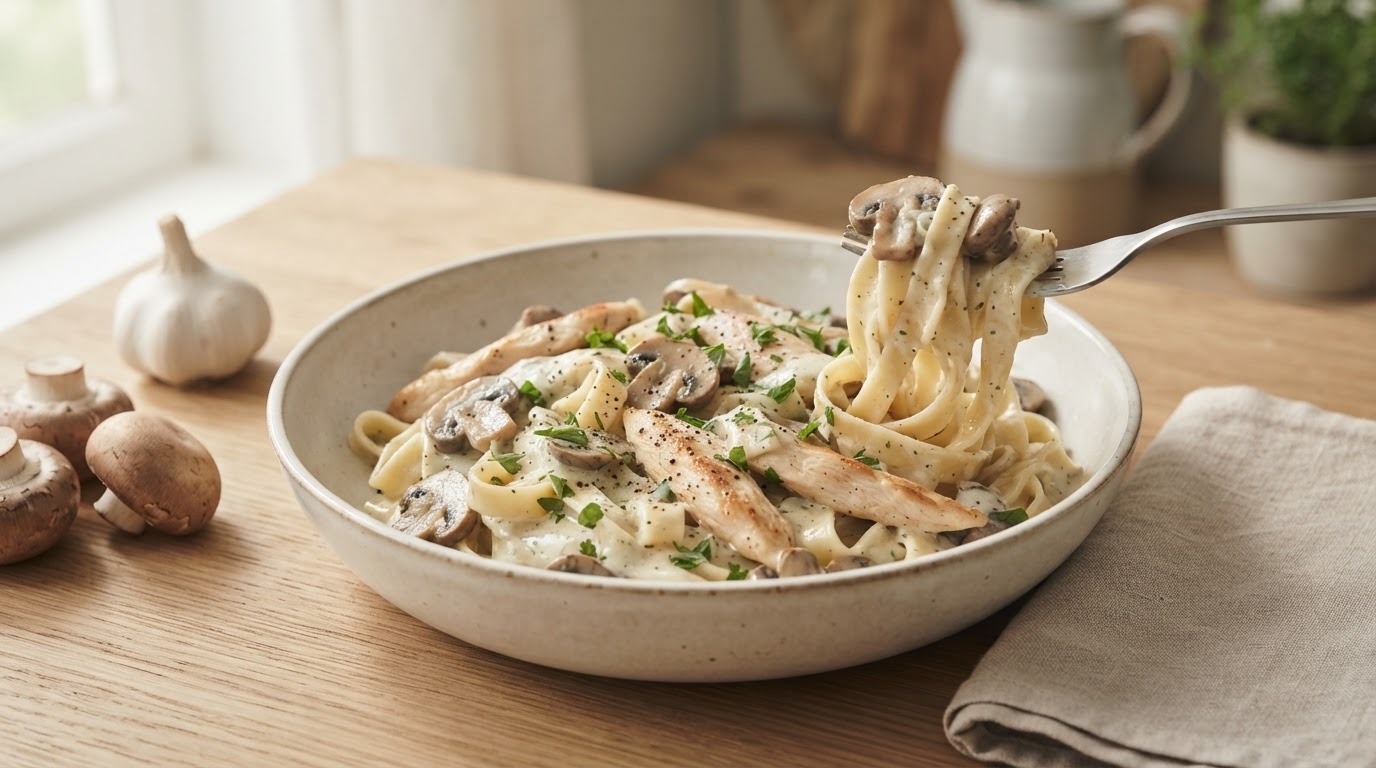 Kip met Boursin, Champignons en Tagliatelle recept Kip met Boursin, Champignons en Tagliatelle recept