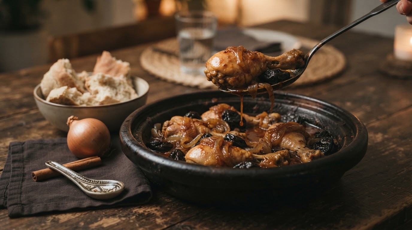Kip met Uien en Pruimen in de Slowcooker