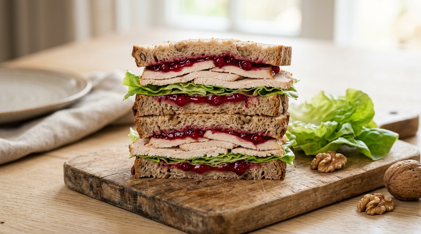 Kip-rode Bessensandwich