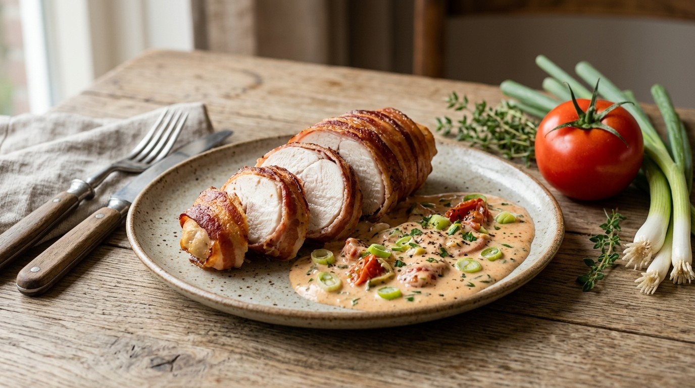 Kipfilet in een Spekjasje