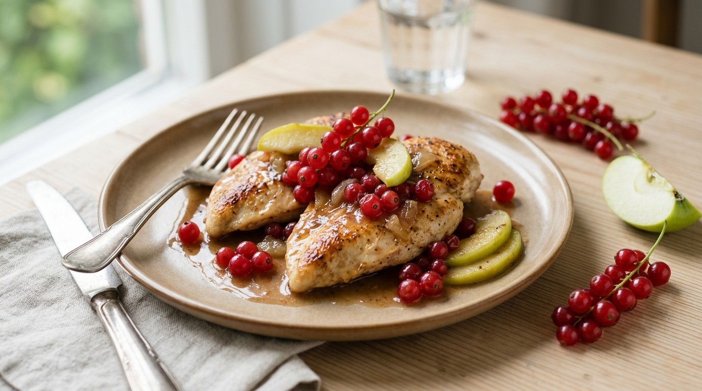 Kipfilet met Aalbessen en Appel
