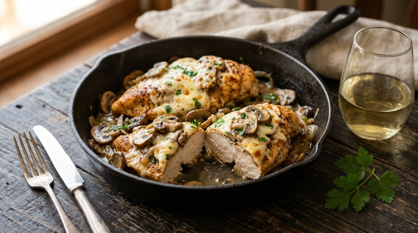 Kipfilet met Kaas en Champignons