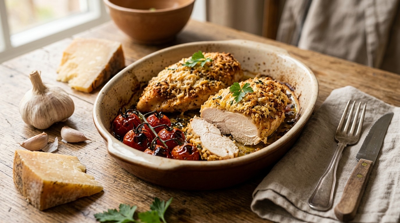 Kipfilet met Kaaskorstje en Geroosterde Tomaten recept Kipfilet met Kaaskorstje en Geroosterde Tomaten recept