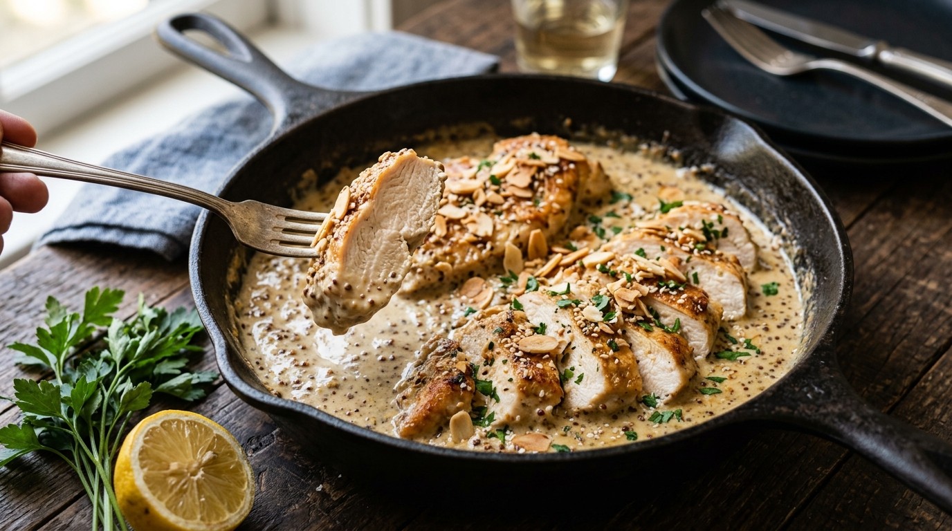 Kipfilet met Mosterd en Zaden Saus