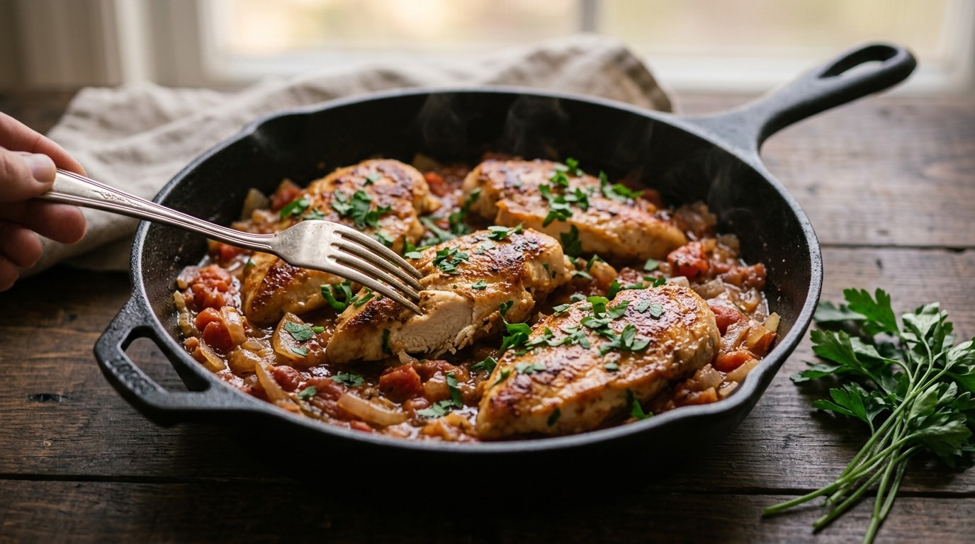 Kipfilet met Tomaten-uiensaus